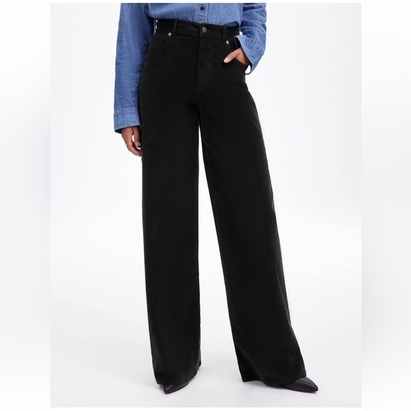 Madewell Superwide-Leg Pants in Corduroy in True Black size 24‎ NWT NT151 - Picture 2 of 14